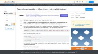 
                            1. Tomcat usurping 404 not found error, returns 500 instead - Stack ...