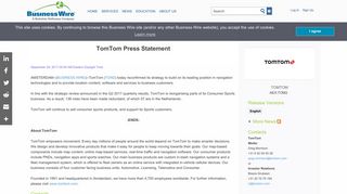 
                            11. TomTom Press Statement | Business Wire