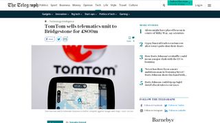 
                            10. TomTom sells telematics unit to Bridgestone for £800m - The Telegraph
