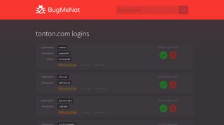 
                            6. tonton.com passwords - BugMeNot