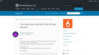 
                            6. Too many keys specified; max 64 keys allowed | WordPress.org