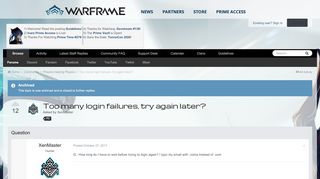 
                            1. Too many login failures, try again later? - Players helping ...