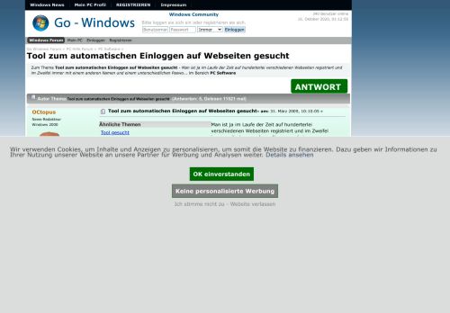 
                            7. Tool zum automatischen Einloggen auf Webseiten gesucht PC Software ...