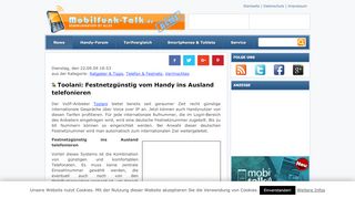 
                            8. Toolani: Festnetzgünstig vom Handy ins Ausland telefonieren ...