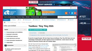 
                            10. Toolbox: Tiny Tiny RSS | c't Magazin - Heise