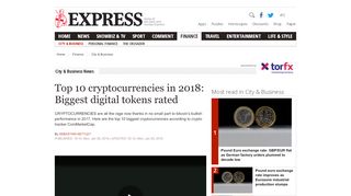 
                            13. Top 10 cryptocurrencies in 2018: Bitcoin, Ethereum, Ripple and ...