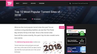 
                            7. Top 10 Most Popular Torrent Sites of 2018 - TorrentFreak