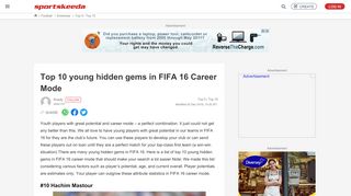 
                            10. Top 10 young hidden gems in FIFA 16 Career Mode - ...