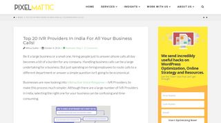 
                            9. Top 20 IVR Providers In India For All Your Business Calls! - Pixelmattic