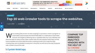 
                            13. Top 20 web crawler tools to scrape the websites - Big Data Made Simple
