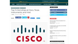 
                            10. Top 3 internships at Cisco, Texas Instruments, and Intel. | Student ...