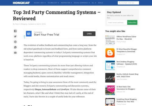 
                            3. Top 3rd Party Commenting Systems - Reviewed - Hongkiat