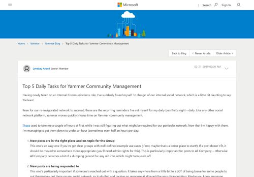 
                            13. Top 5 Daily Tasks for Yammer Community Management - Microsoft ...