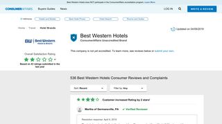 
                            11. Top 532 Reviews and Complaints about Best Western Hotels