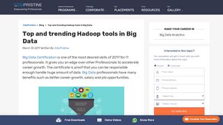 
                            7. Top 9 Hadoop Tools and Its Features to help in Big Data - EduPristine