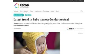 
                            8. Top baby names: gender neutral names most popular - News.com.au