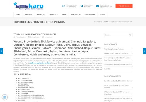 
                            8. Top Bulk SMS Provider Cities in India | SMSKARO