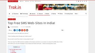 
                            9. Top Free SMS web-sites in India! - Trak.in