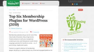 
                            12. Top Six Membership Plugins for WordPress (2019) - WinningWP