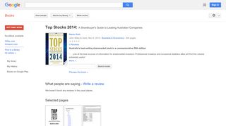 
                            13. Top Stocks 2014: A Sharebuyer's Guide to Leading Australian Companies - Google Books Result