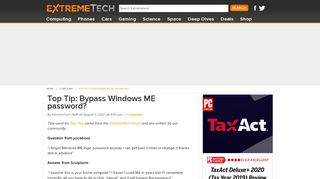 
                            2. Top Tip: Bypass Windows ME password? - ExtremeTech