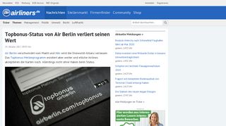 
                            9. Topbonus-Status von Air Berlin verliert seinen Wert - airliners.de