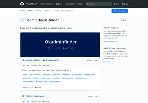 
                            9. Topic: admin-login-finder · GitHub