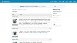 
                            10. Topic: bad login | WordPress.com Forums
