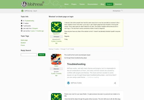 
                            5. Topic: 'Blocked' on blank page on login · bbPress.org