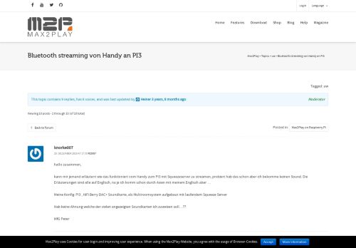 
                            3. Topic: Bluetooth streaming von Handy an PI3 | Max2Play