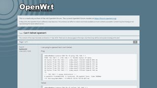 
                            4. Topic: Can't telnet openwrt - OpenWrt Forum Archive