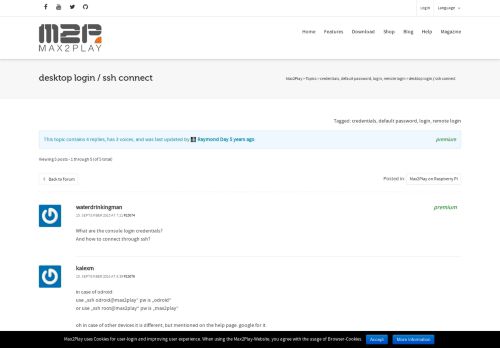 
                            2. Topic: desktop login / ssh connect | Max2Play