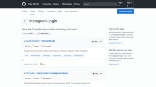 
                            1. Topic: instagram-login · GitHub