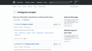 
                            1. Topic: instagram-scraper · GitHub