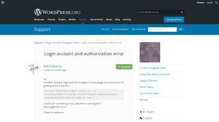 
                            4. Topic: Login account and authorization error | WordPress.org
