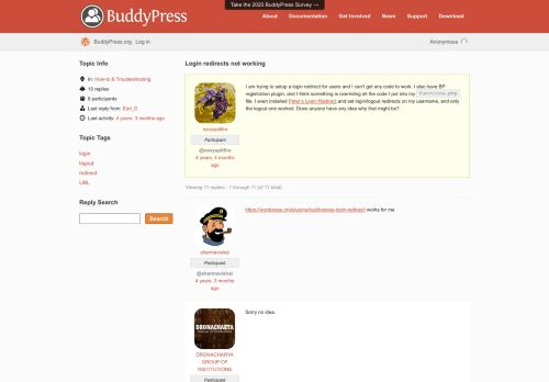 
                            11. Topic: Login redirects not working · BuddyPress.org