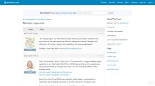 
                            11. Topic: Member Login area | WordPress.com Forums