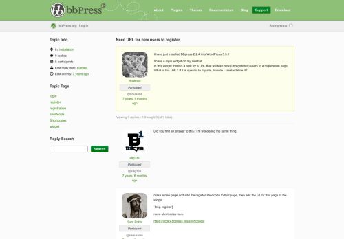 
                            6. Topic: Need URL for new users to register · bbPress.org