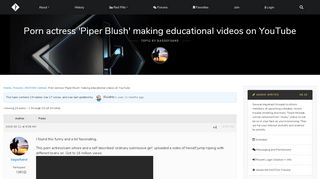 
                            6. Topic: Porn actress 'Piper Blush' making educational videos on ...