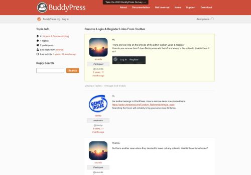 
                            12. Topic: Remove Login & Register Links From Toolbar · BuddyPress.org