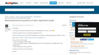 
                            13. Topic: [Resolved] Several questions on Ajax registration ...