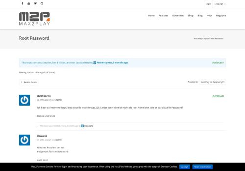 
                            1. Topic: Root Password | Max2Play - Über Max2Play