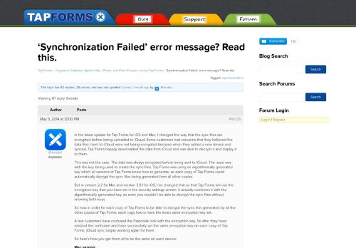 
                            5. Topic: 'Synchronization Failed' error message? Read this. — Tap ...