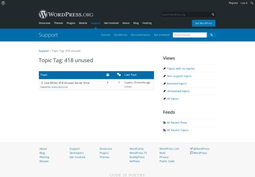 
                            4. Topic Tag: 418 unused | WordPress.org