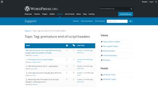 
                            1. Topic Tag: premature end of script headers | WordPress.org