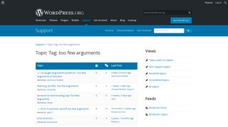 
                            1. Topic Tag: too few arguments | WordPress.org