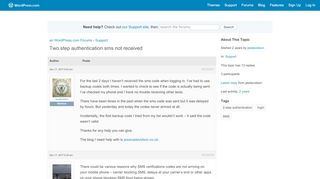 
                            5. Topic: Two step authentication sms not received | WordPress.com Forums