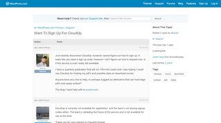 
                            2. Topic: Want To Sign Up For CloudUp | WordPress.com Forums