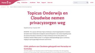 
                            13. Topicus Onderwijs en Cloudwise nemen privacyzorgen weg | ParnasSys