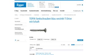 
                            9. TOPIX-Senkschrauben blau verzinkt - T-Drive mit Schaft - Egger + Co ...